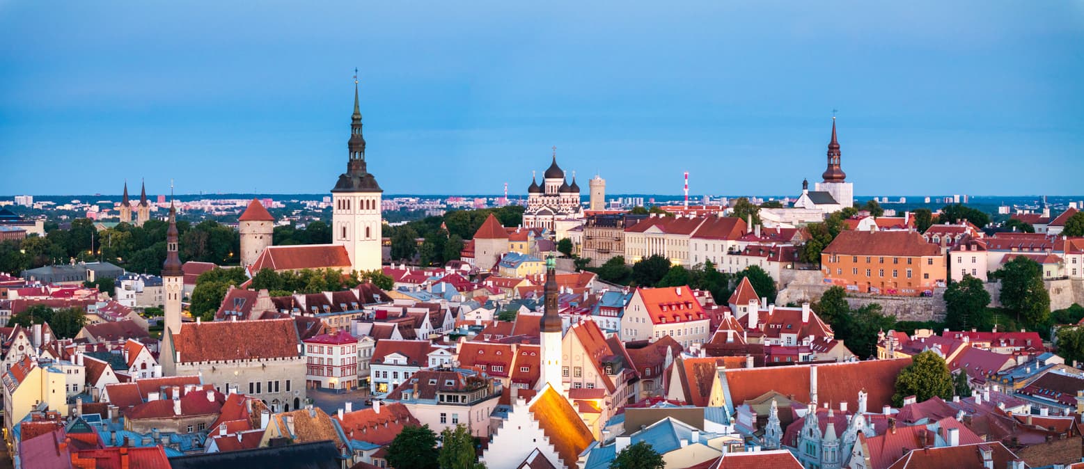 Aerial view of Tallinn old town, the Estonian capital where 2026 immigration quota policy is set.