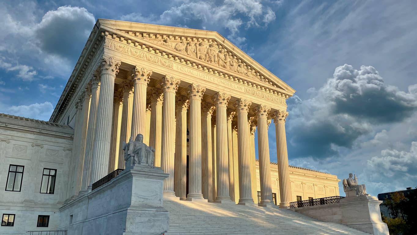 A photo of the U.S. Supreme Court building, which restored expanded citizenship checks on voter rolls ahead of the 2026 midterms.