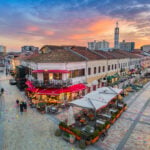 An aerial photo of Shkodër, Old Albanian town. Representing one of the reasons for Americans moving to Albania.