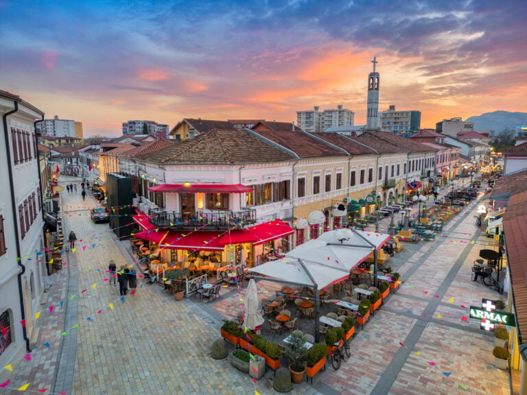 An aerial photo of Shkodër, Old Albanian town. Representing one of the reasons for Americans moving to Albania.