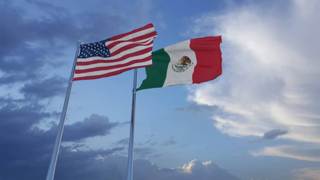 Mexico US Flags